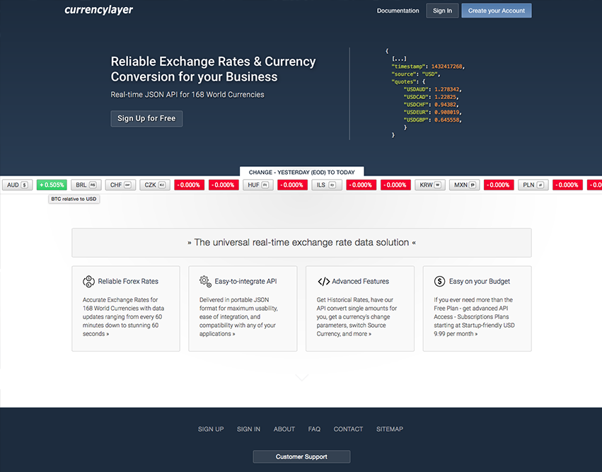 currencylayer - free currency converter API